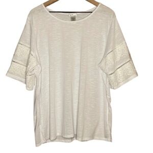 Women's Plus 2X Isela Lacy Sleeves White Top Short Sleeves